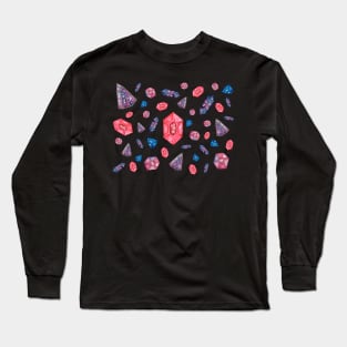 Pink gemstones pattern (black version) Long Sleeve T-Shirt